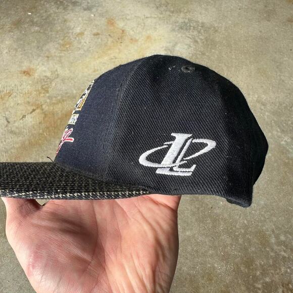 Vintage 90s Logo Athletic NASCAR Racing SnapBack Cap Checkered Brim Sports Cap - Picture 3 of 6